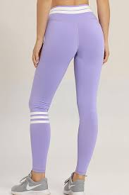 Light Purple Contrast Stripe Skinny High Waist Yoga Sports Leggings High Waist Skinny Sports Leggings High Waisted