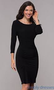 Very cute dress but looks more like something you could wear to the club, not to a wedding imo. Wedding Guest Little Black Dress With 3 4 Sleeves Dresses Black Wedding Guest Dresses Little Black Dress