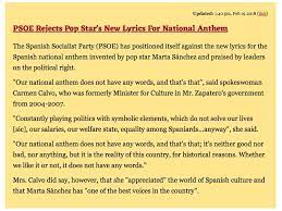 It's a well known fact that the preposition 'kâ' is the only truly hindustani w. The Spain Report On Twitter Psoe Statement On Marta Sanchez National Anthem Lyrics Https T Co 30k0xp1n2r