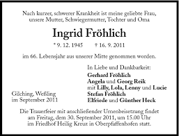 Start a free caringbridge website today. Anzeige Von Ingrid Frohlich Sz Gedenken De