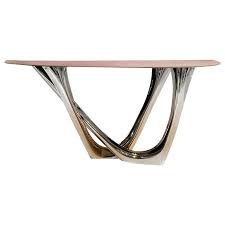 G Console Duo By Zieta Prozessdesign Stainless Steel And Leather In 2020 Console Table Contemporary Console Steel Console Table