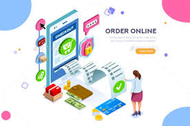 Online Services For Financial Transactions Retro Vector Graphics Online Service Infographic Poster