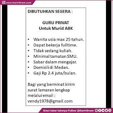 We did not find results for: Medan Indonesia On Twitter Lowongan Kerja Guru Privat Untuk Murid Abk Tugas Dan Tanggungjawab Wajib Hadir Tepat Waktu Mendampingi Murid Ke Sekolah Dan Membimbing Murid Agar Dapat Mengikuti