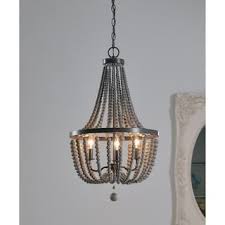 Shop For Zander Golden Bronze 3 Light Grey Wood Bead Chandelier Ships To Canada At Overstock Ca Wood Bead Chandelier Beaded Chandelier Beaded Light Fixture
