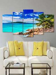 Seaside Palm Tree Print Unframed Split Canvas Paintings Canvas Pictures Customized Canvas Art Living Room Murals