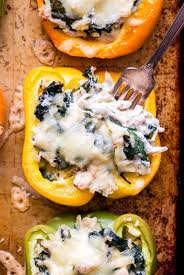 Creamy Chicken Spinach And Rice Stuffed Peppers Recipe Runner Stuffed Peppers Creamy Chicken Stuffed Peppers With Rice