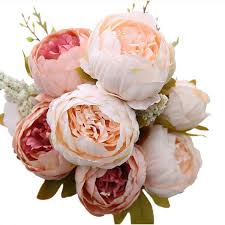 Decorative Artificial Flower Blush Silk Peony Flowers Bouquet 10 11 Liked On Polyvore Featuring Ho Silk Peonies Bouquet Artificial Bouquet Fake Flowers