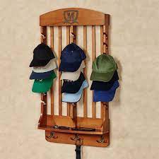 Vertical Windsor Oak Deluxe Monogrammed Solid Wood Cap Display Wall Rack Wall Rack Cap Display Wall Display
