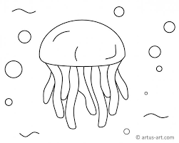 Hand drawn isolated starfish and wave elements clipart for. Jellyfish Coloring Page Printable Coloring Page Artus Art