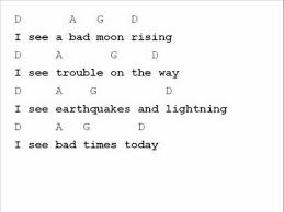 Creedence Clearwater Revival Bad Moon Rising Chord Chart