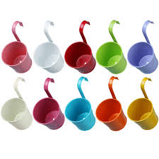 Junmu 10pcs Metal Hanging Plant Pots Iron Flower Pot With Drainage Hole Colorful Hanging Flower Pot Balcony Garden Fence Hanging Pots For Indoor Outdoor Buy Online In Dominica At Dominica Desertcart Com Productid 199779149