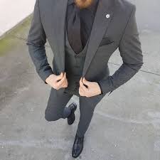 Wedding Black 3 Piece Suit With Black Shirt Dark Grey 3 Piece Suit Tap On The Image To Go To Store Grey 3 Piece Suit Black And Grey Suit Black Suit Wedding
