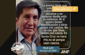 Declaraciones de senador Félix Ajpi sobre periodistas usando cascos fueron  tergiversadas