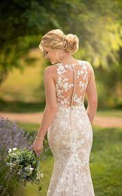 Graphic Lace Wedding Dress With Illusion High Neckline Essense Of Australia Wedding Dresses Discontinued Graphic Lace Wedding Dress Essense Of Australia Wedding Dresses Wedding Dresses Lace