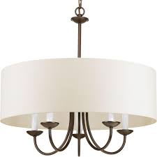 Progress Lighting 21 625 In 5 Light Antique Bronze Kitchen Chandelier With White Linen Shade P4217 20 The Home Depot