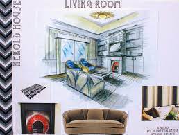 Living Room Presentation Board For Vcc Residential Design Rendered Perspective Hand Drawn By D Uyeno Design Projects Residential Design Design