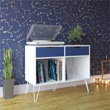 Novogratz record player stands look classy. Novogratz Concord Turntable Stand With Drawers In White Blue 1323817com