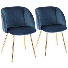 5 out of 5 stars (35) $ 92.95 free shipping favorite add to custom upholstered seat cushion for tolix style side chairs: Fran Gold Metal And Blue Velvet Dining Chairs Set Of 2 60g32 Lamps Plus