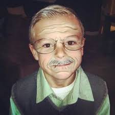 Old Man Face On My 6yr Old For Spirit Day At School I Used Brown Eyeliner For The Dark Line And White For The Ligh Old Man Face Old Man Costume