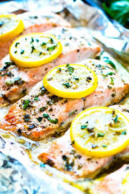 Basil Lemon Baked Salmon In Foil Easy Low Carb Evolving Table Recipe Healthy Salmon Recipes Baked Salmon Baked Salmon Recipes