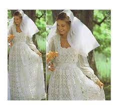 Crochet Wedding Dress Pattern Vintage 70s And Crochet Wedding Etsy Crochet Wedding Dresses Crochet Wedding Dress Pattern Wedding Dresses With Straps