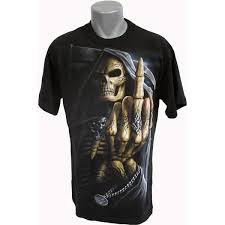 Mais il ne veut pas du tout dire la même chose ! T Shirt Tee Shirt Tete De Mort Doigt D Honneur Cdiscount Pret A Porter