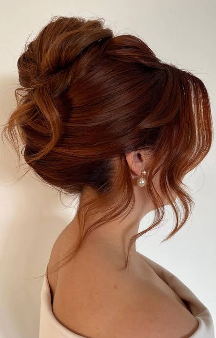 23 Best High Updo Hairstyles : Classic High Updo with Sleek Waves and a Fiery Red Hue I Take You itakeyou.co.uk