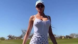 Holly Sonders nipples poke eyes out as Oscar De La Hoyas busty WAG hits  golf course - Daily Star