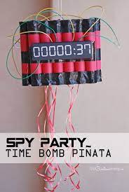 Set up a fake crime scene with the help. Spy Birthday Party Time Bomb Pinata Onecreativemommy Com