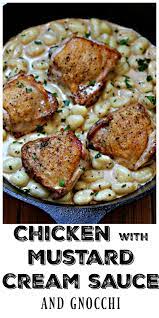 Chicken With Mustard Cream Sauce And Gnocchi Yummy Chicken Recipes Chicken Recipes Gnocchi