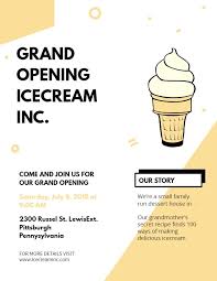 Small Business Ice Cream Parlor Grand Opening Event Flyer Poster Template Grand Opening Leaflet Design Template Leaflet Design