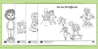 Become a fan on facebook! Free We Are All Different Coloring Pages Teacher Made