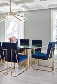 Dolonm modern dining chairs set of 2 upholstered button tufted dining chair with nailhead trim accent wingback velvet wooden chair for dining room kitchen bedroom,blue 5.0 out of 5 stars 9 $198.99 $ 198. Sapphire Blue Velvet Tufted Dining Chairs Contemporary Dining Room