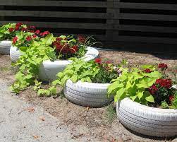 How to paint tires for garden. Tire Planters Nli