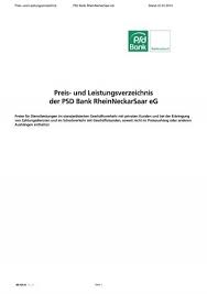 Lesen sie über deren erfahrungen, und teilen sie ihre eigenen! Preis Und Leistungsverzeichnis Der Psd Bank Rheinneckarsaar Eg