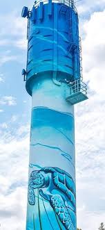 Another World S Paradise Water Tower In Bongaree Queensland Australia In 2020 Water Tower Building Art Dazzle Camouflage