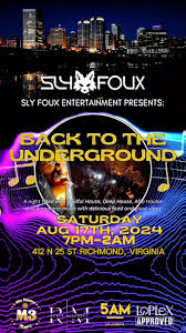 August 17th 7PM-2AM we are ” Taking It Back Underground” with house music  grooves. Bring your dancing shoes, a $10 cover and prepared to DANCE ALL  NIGHT LONG! Shout out to all the dj’s and willing ...