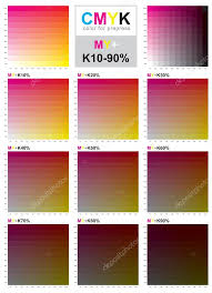 Cmyk Color Swatch Chart Magenta And Yellow Stock Vector