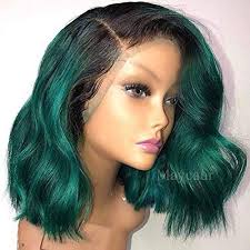 Black And Green Wig Buy Maycaur Black Green Short Bob Hair Synthetic Lace Front Wig Short Wavy Wigs Natural Hairline For Women Glueless Heat Resistant Fiber Hair Online Green Hair Green Wig Bob Hairstyles