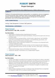project geologist resume samples