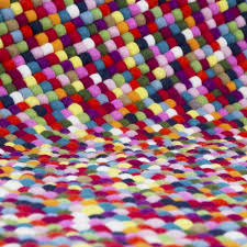 round multi coloured felt ball rug