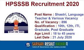 Hpsssb Shastri Recruitment 2020 In 2020 Language Teacher Government Jobs Online Teachers