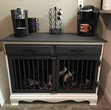 Turned A 20 Dresser Into A Gorgeous Dog Kennel Coffee Station Dogkennel Stylish Dog Kennel Diy Dog Crate Dog Crate Furniture Diy Dog Kennel