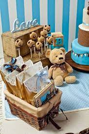 Blue And Brown Teddy Bears Baby Shower Party Ideas Photo 12 Of 24 Baby Bear Baby Shower Teddy Bear Baby Shower Baby Shower Parties