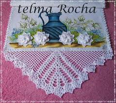 Caminho De Mesa De Tecido Com Barrado De Croche Barrado Bico De Croche Croche Pano De Prato Bicos De Croche Simples