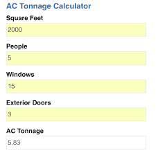 Following room details are inputs: Ac Tonnage Calculator Air Conditioning Company Tampa
