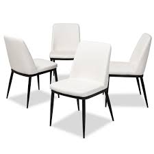 Baxton Studio Darcell White Faux Leather Upholstered Dining Chair Set Of 4 146 4pc 8790 Hd The Home Depot