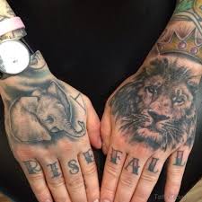 It represents the qualities of both an elephant (loyal, faithful, and respect) and a lion (powers, strength, strong, and courage). 38 Elegant Lion Tattoos On Hand