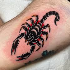 Scorpion done by @diggy_tattoos for Jimmy! Picked from the Bangers and  Flash book by @thebutchermansam! Message Diggy to get