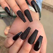 Shiny black acrylic nails designs. 50 Gorgeous Black Nail Designs With Rhinestones Only For You Nails Design With Rhinestones Black Nails Black Nails With Glitter